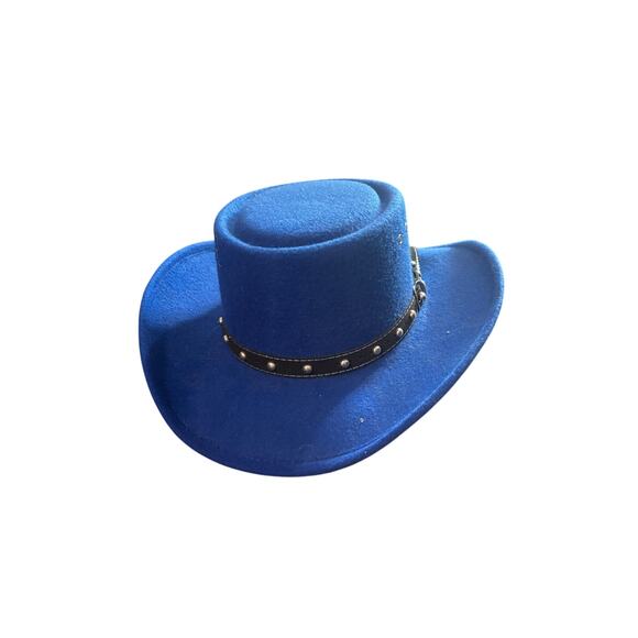 Electric Blue Felt Western‎ Hat - Studded Band Western Express Inc - Picture 7 of 7